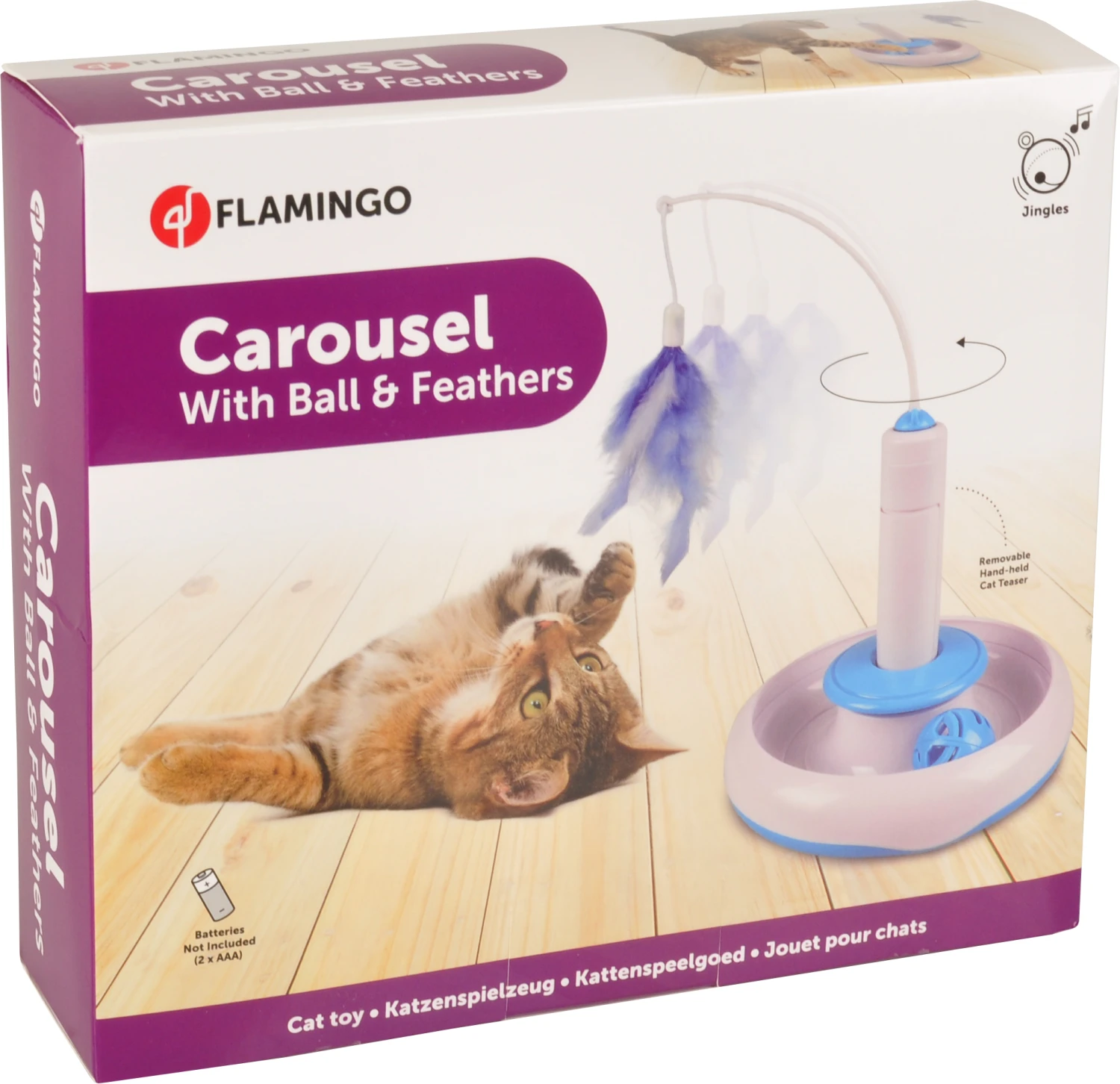 Flamingo Jouet Chat Plaque Plume Et Balle 20x20x29cm – Image 2