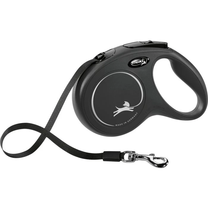 Laisse Flexi New Classic Sangle S/5m Noir