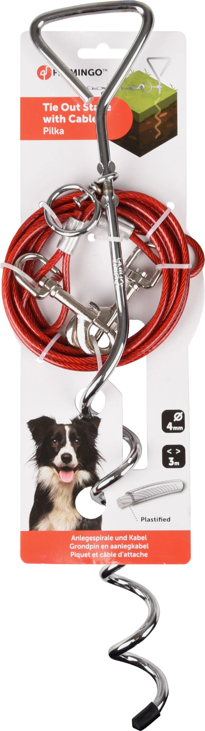 Flamingo Piquet D'attache Pilka 46cm Avec Câble 3m – Image 2